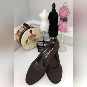 Brunate Brown Microfiber heeled dress shoes Sz 40 NWOB